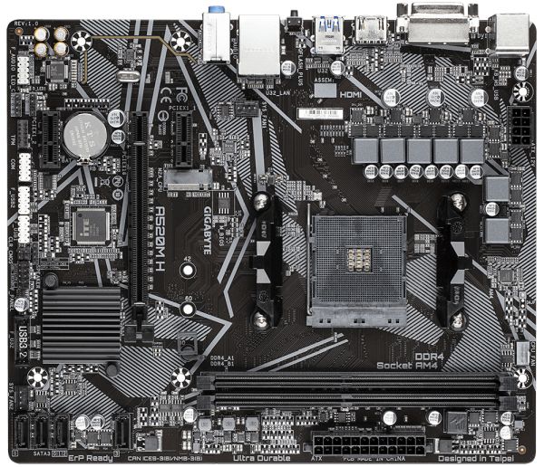 Bekijk afbeelding 1 van Gigabyte AM4 A520M H - DDR4/M.2/DP/HDMI/DVI/µATX